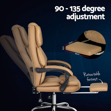 Artiss Executive Office Chair Leather Footrest Espresso.