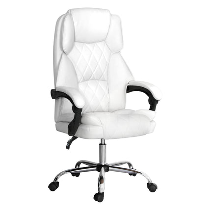 Artiss Executive Office Chair Leather Recliner White.