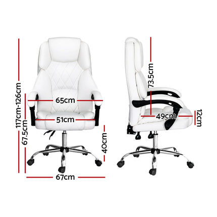 Artiss Executive Office Chair Leather Recliner White.