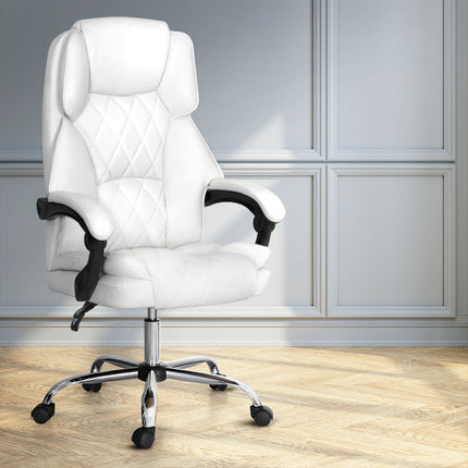 Artiss Executive Office Chair Leather Recliner White.