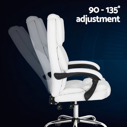 Artiss Executive Office Chair Leather Recliner White.