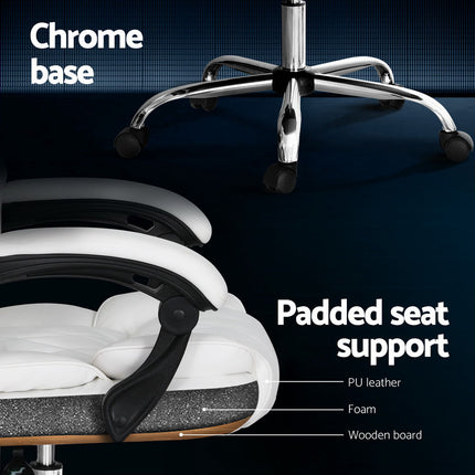 Artiss Executive Office Chair Leather Recliner White.