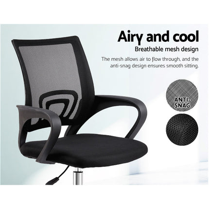Artiss Mesh Office Chair Mid Back Black.