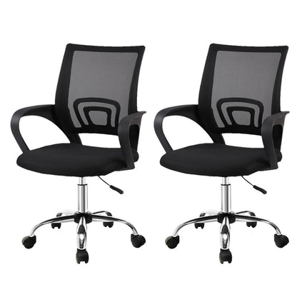 Artiss 2x Mesh Office Chair Mid Back Black.