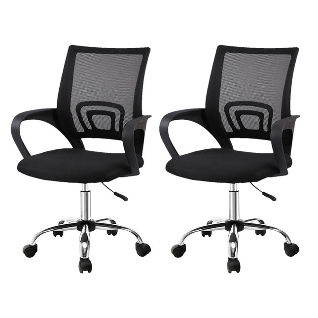 Artiss 2x Mesh Office Chair Mid Back Black.