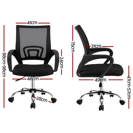 Artiss 2x Mesh Office Chair Mid Back Black.