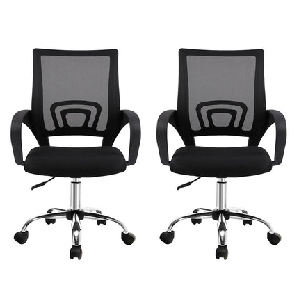 Artiss 2x Mesh Office Chair Mid Back Black.