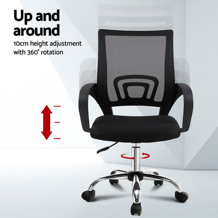 Artiss 2x Mesh Office Chair Mid Back Black.