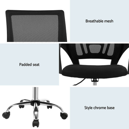 Artiss 2x Mesh Office Chair Mid Back Black.