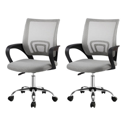 Artiss 2x Mesh Office Chair Mid Back Grey.