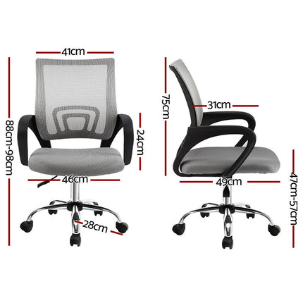 Artiss 2x Mesh Office Chair Mid Back Grey.