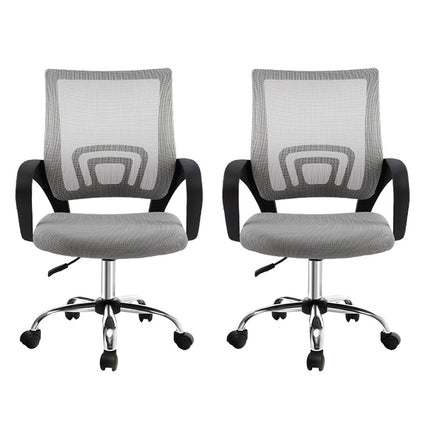 Artiss 2x Mesh Office Chair Mid Back Grey.
