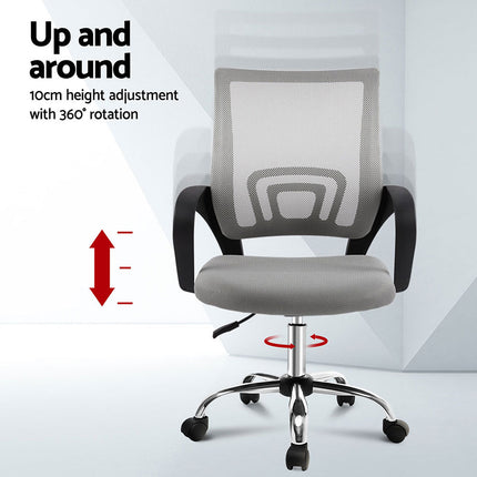 Artiss 2x Mesh Office Chair Mid Back Grey.