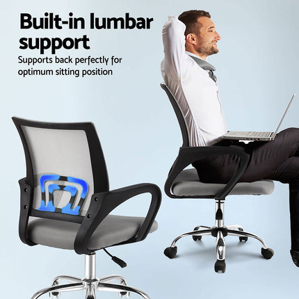 Artiss 2x Mesh Office Chair Mid Back Grey.