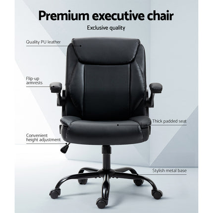 Artiss Executive Office Chair Mid Back Black.