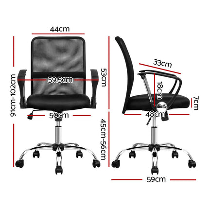 Artiss Mesh Office Chair Mid Back Black.