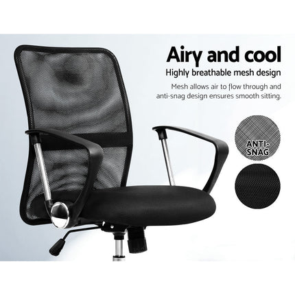 Artiss Mesh Office Chair Mid Back Black.