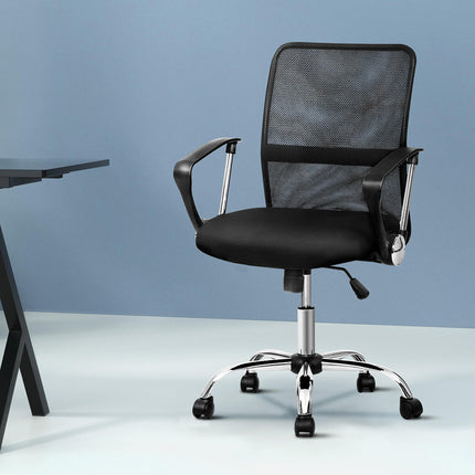 Artiss Mesh Office Chair Mid Back Black.