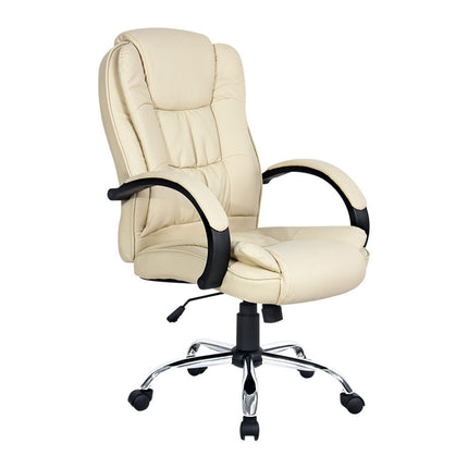 Artiss Executive Office Chair Leather Tilt Beige.