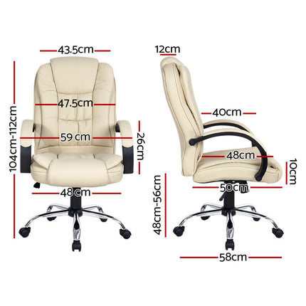 Artiss Executive Office Chair Leather Tilt Beige.