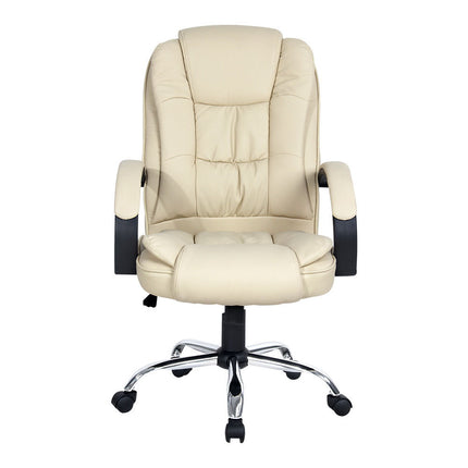 Artiss Executive Office Chair Leather Tilt Beige.