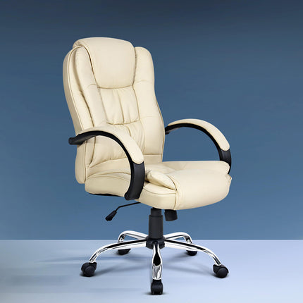 Artiss Executive Office Chair Leather Tilt Beige.