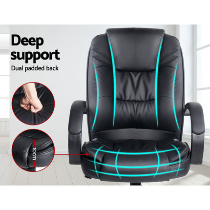 Artiss Executive Office Chair Leather Tilt Black.