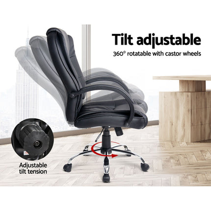 Artiss Executive Office Chair Leather Tilt Black.