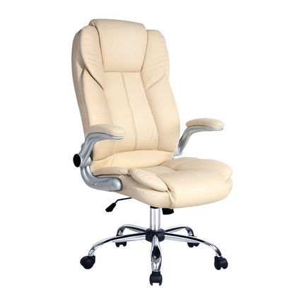 Artiss Executive Office Chair Leather Tilt Beige.