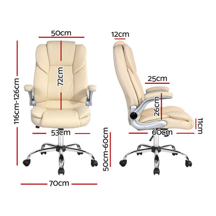 Artiss Executive Office Chair Leather Tilt Beige.