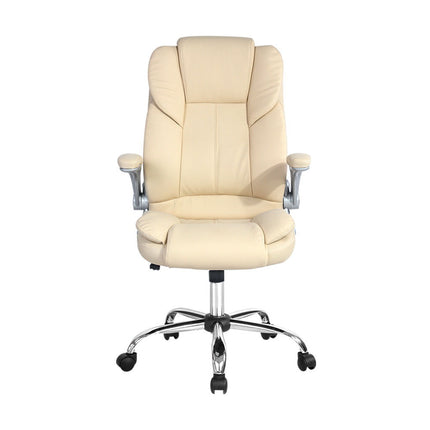 Artiss Executive Office Chair Leather Tilt Beige.