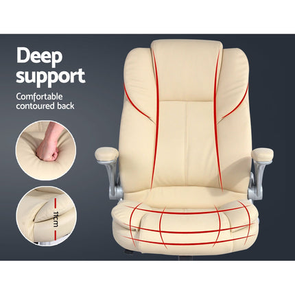 Artiss Executive Office Chair Leather Tilt Beige.