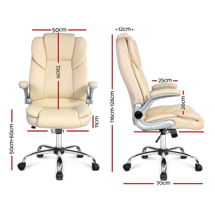 Artiss Executive Office Chair Leather Tilt Beige.