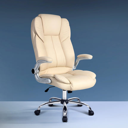 Artiss Executive Office Chair Leather Tilt Beige.