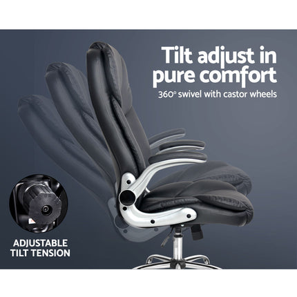Artiss Executive Office Chair Leather Tilt Black.