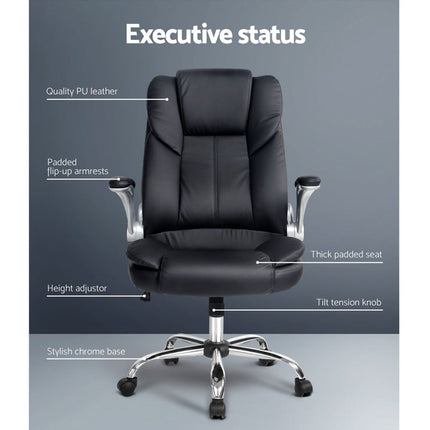 Artiss Executive Office Chair Leather Tilt Black.