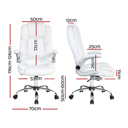Artiss Executive Office Chair Leather Tilt White.