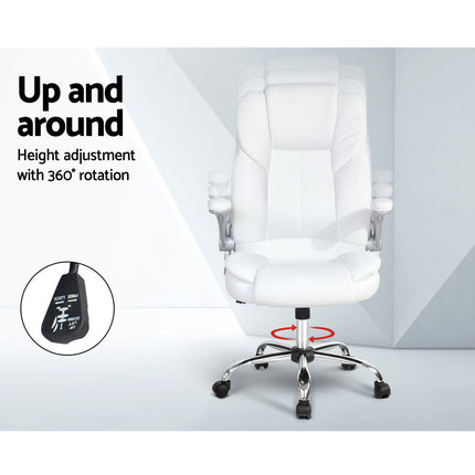 Artiss Executive Office Chair Leather Tilt White.