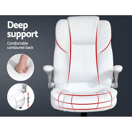 Artiss Executive Office Chair Leather Tilt White.