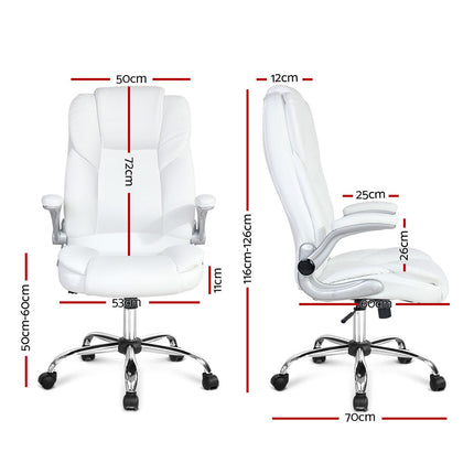 Artiss Executive Office Chair Leather Tilt White.