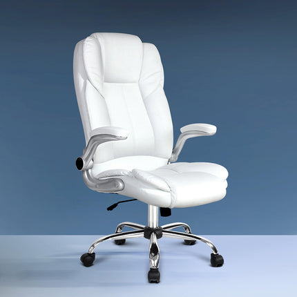 Artiss Executive Office Chair Leather Tilt White.