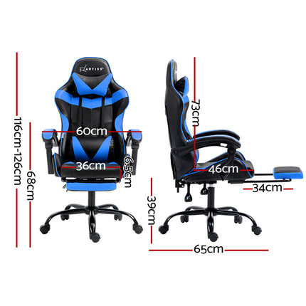 Artiss Gaming Office Chair Recliner Footrest Blue.
