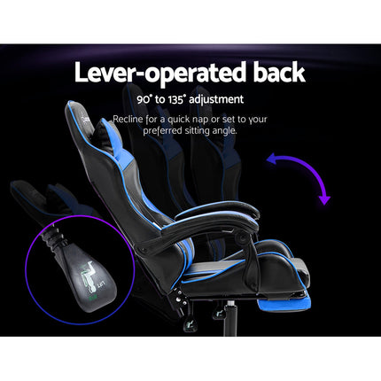 Artiss Gaming Office Chair Recliner Footrest Blue.