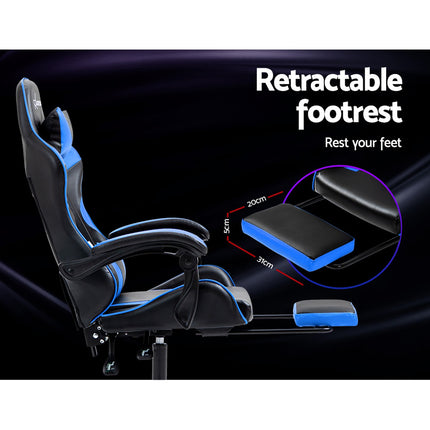 Artiss Gaming Office Chair Recliner Footrest Blue.