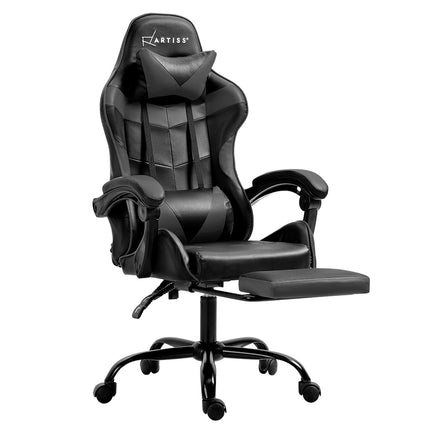 Artiss Gaming Office Chair Executive Computer Leather Chairs Footrest Grey.