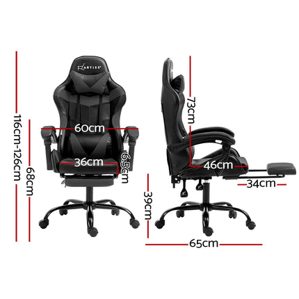 Artiss Gaming Office Chair Executive Computer Leather Chairs Footrest Grey.