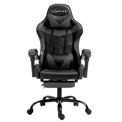 Artiss Gaming Office Chair Executive Computer Leather Chairs Footrest Grey.