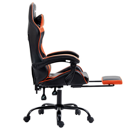 Artiss Gaming Office Chair Executive Computer Leather Chairs Footrest Orange.