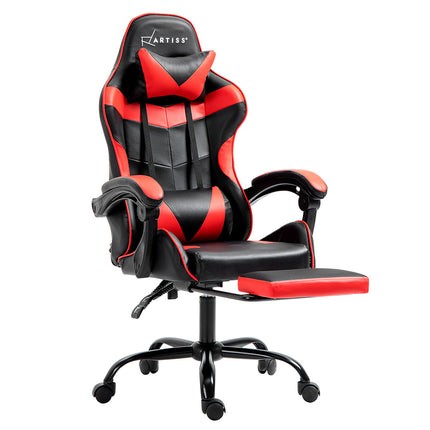 Artiss Gaming Office Chair Recliner Footrest Red.