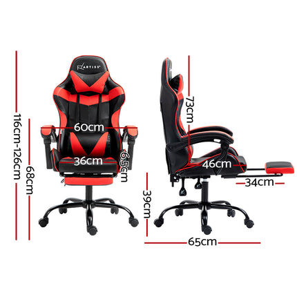 Artiss Gaming Office Chair Recliner Footrest Red.